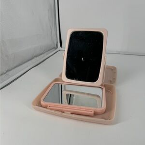 Vintage Mary Kay Travel Baby Pink 2 Side Makeup Mirror Purse Compact Vanity